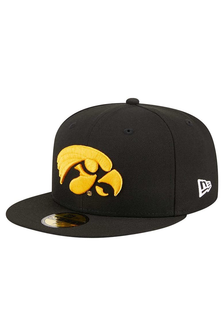 Men's New Era Black Iowa Hawkeyes 59FIFTY Fitted Hat, Main, color, Black