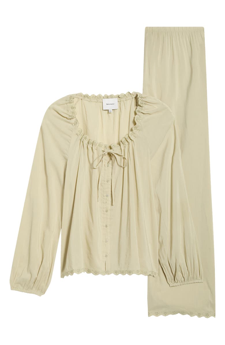 Reformation Paloma Relaxed Fit Organic Cotton Blend Pajamas, Main, color, Dried Herbs