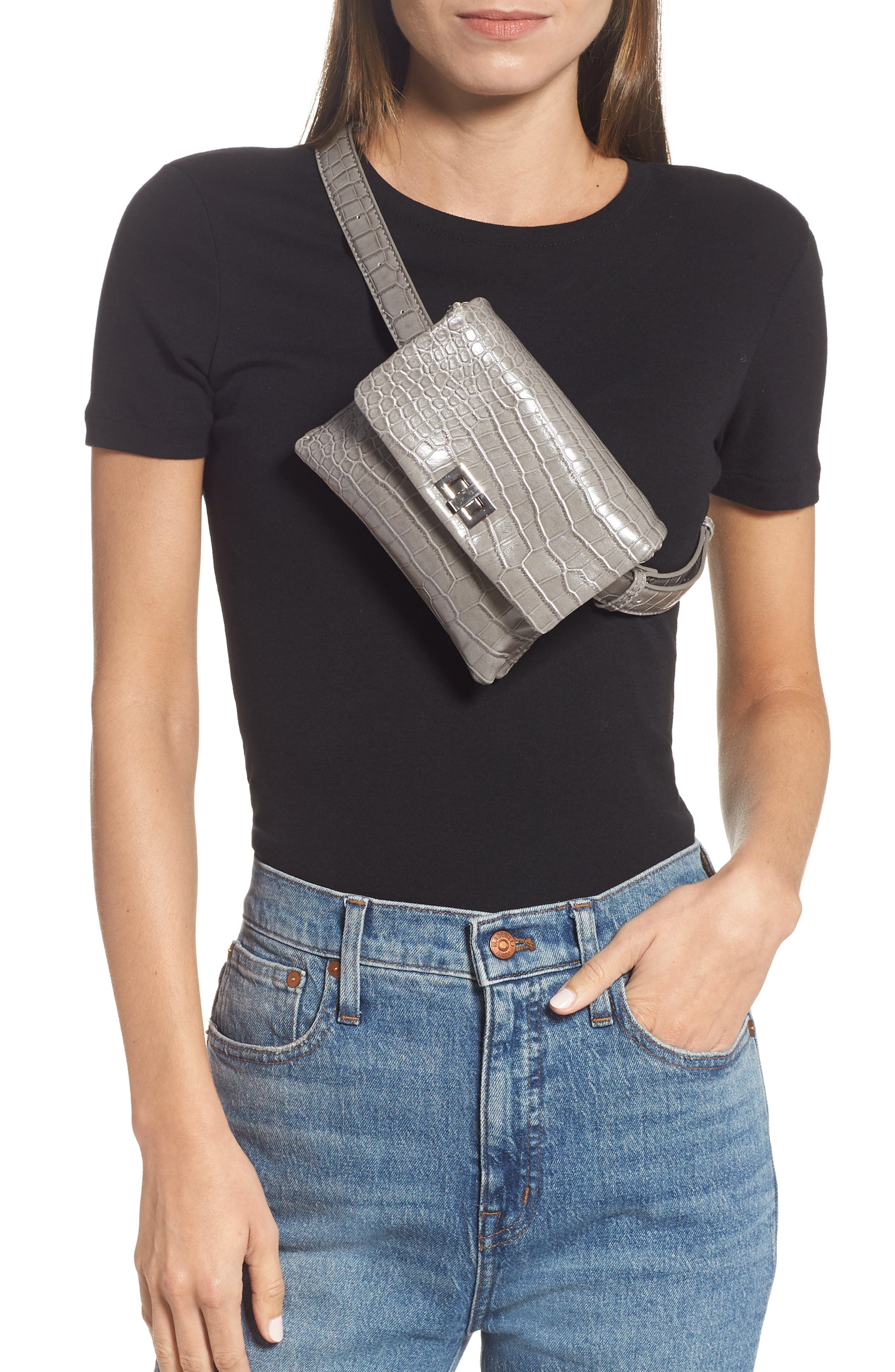 Aria Convertible Vegan Leather Belt Bag, Alternate, color, LIGHT GREY