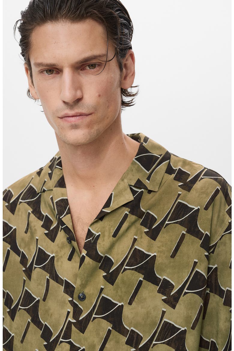 Abstract Print Camp Shirt, Alternate, color, OCHRE