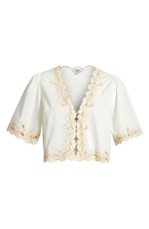 Rails Cataluna Short-sleeve Embroidered Cropped Top In White