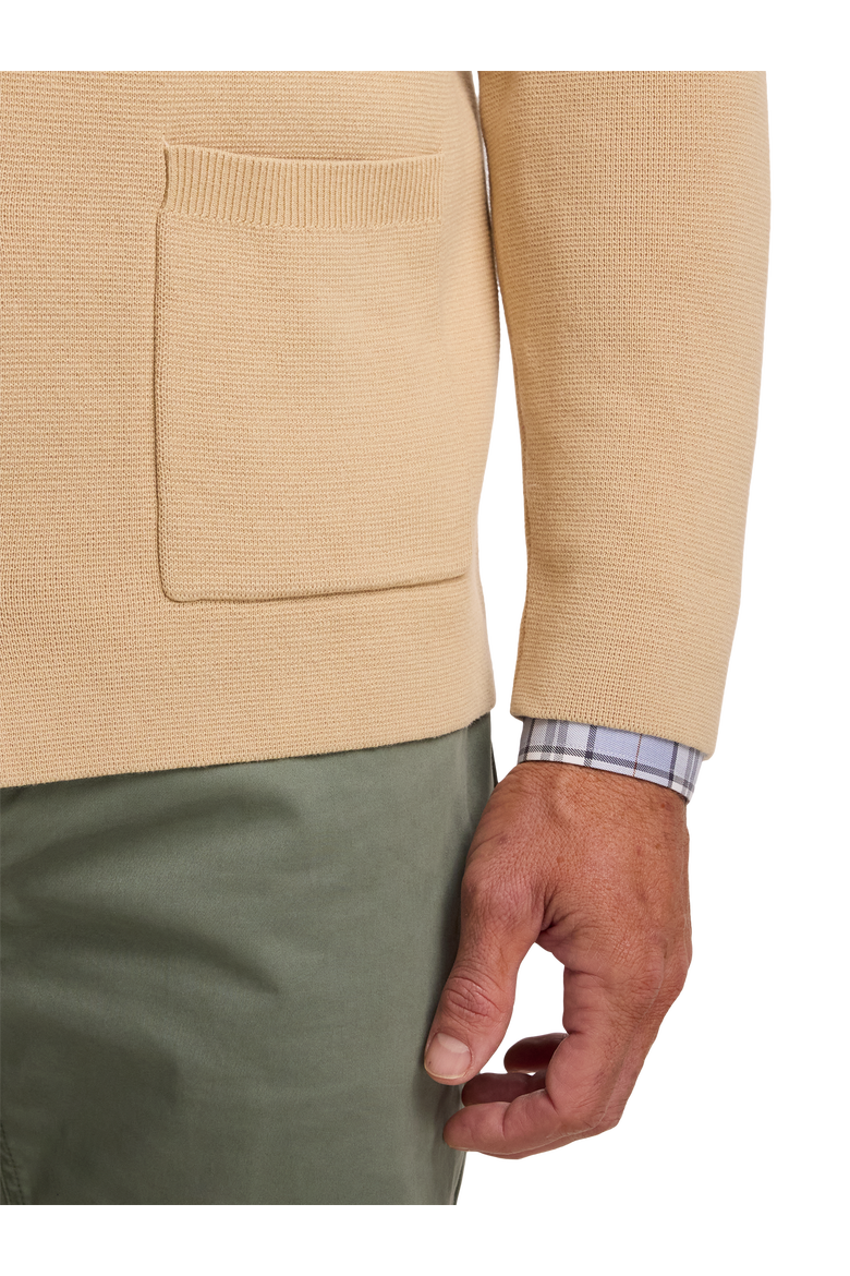 Cotton Notch Lapel Cardigan Sweater, Alternate, color, Tan