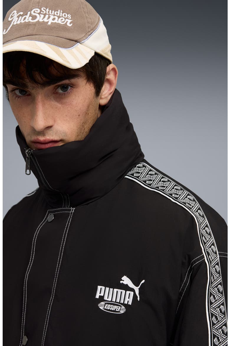 x KidSuper Long Hooded Nylon Puffern Jacket, Alternate, color, PUMA BLACK
