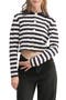 Stripe Cotton Blend Crop Cardigan