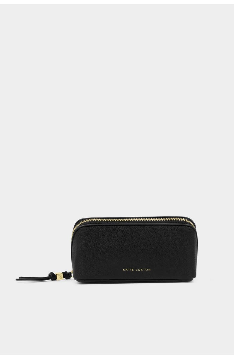Katie Loxton Fold-Out Mirror Makeup Bag in Black, Main, color, Black