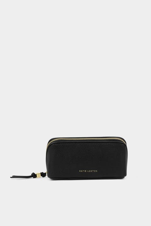 Fold-Out Mirror Makeup Bag in Black