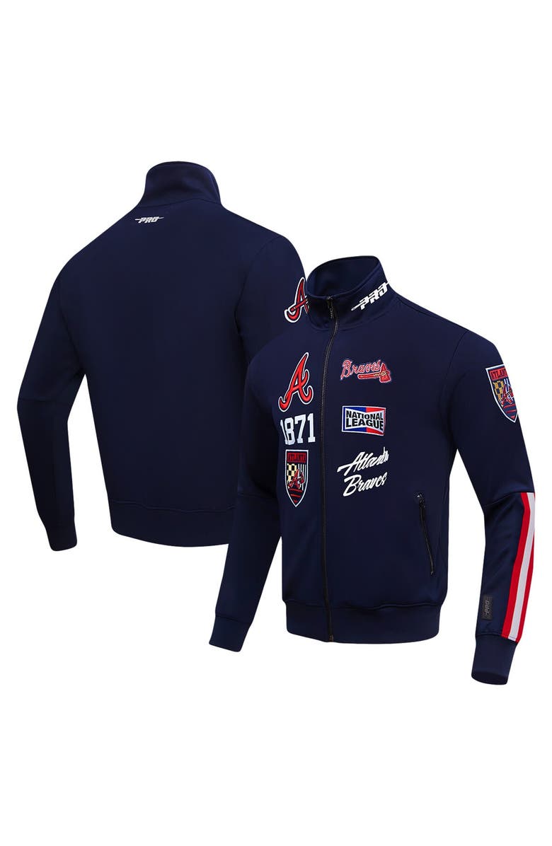 PRO STANDARD Men's Pro Standard Navy Atlanta Braves Fast Lane Full-Zip Track Jacket, Alternate, color,