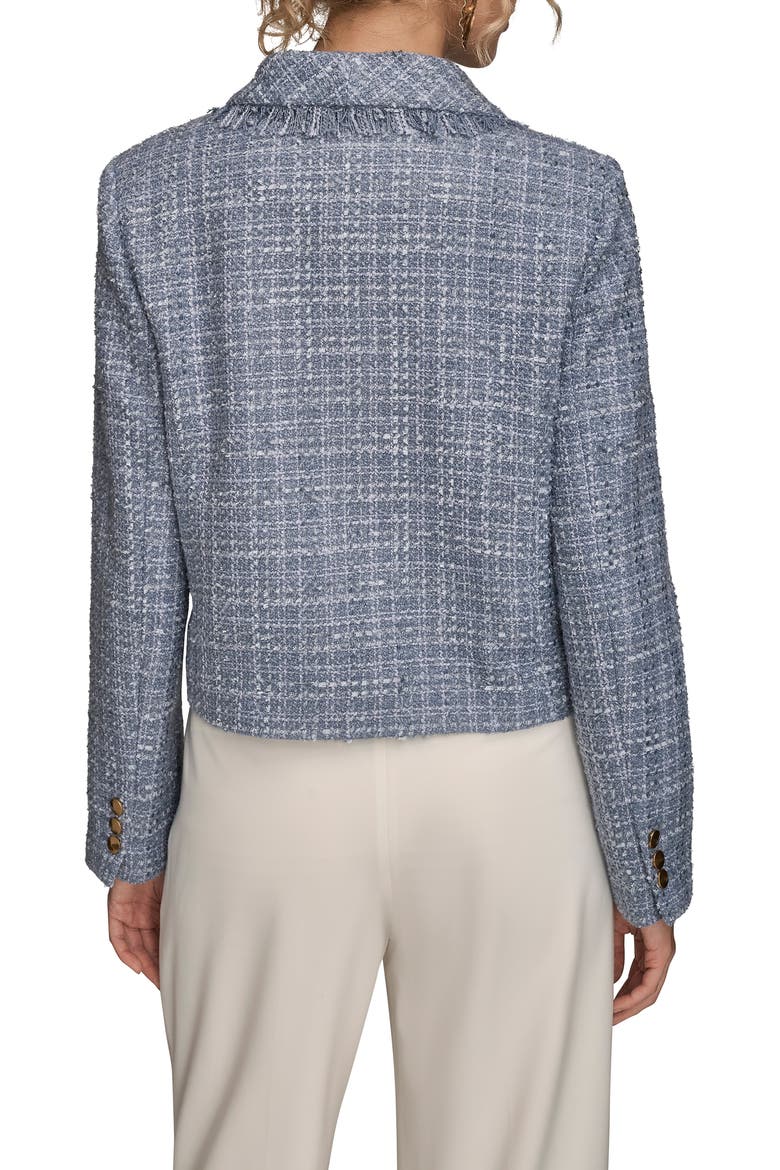 Fringed Double Breasted Crop Bouclé Jacket, Alternate, color, TEMPEST