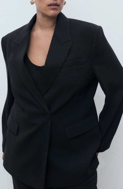 Mango Iguana Double Breasted Blazer In Black