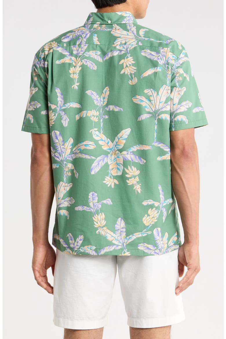 Banana Blossoms Cotton Button-Down Shirt, Alternate, color, ISLAND GREEN