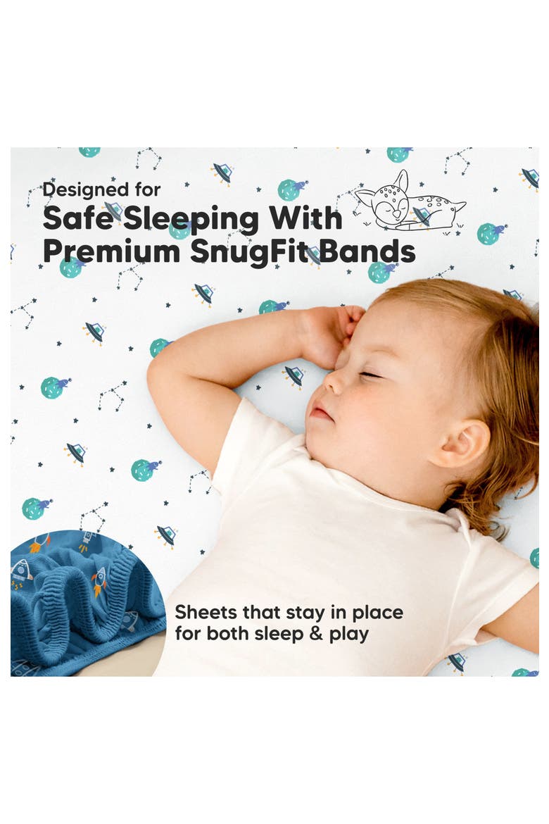 Isla Fitted Mini Crib Sheets, Alternate, color, Space Quest