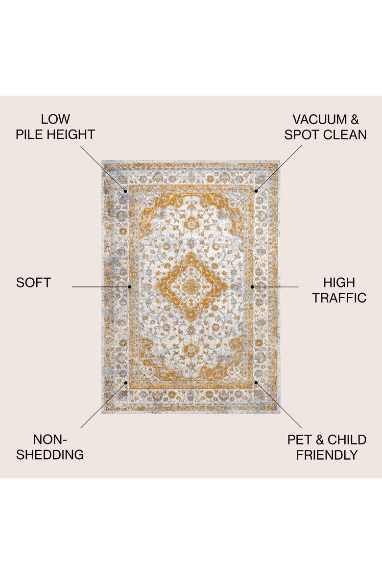 Indhira Ornate Medallion Persian Area Rug, Alternate, color, Orange/Cream
