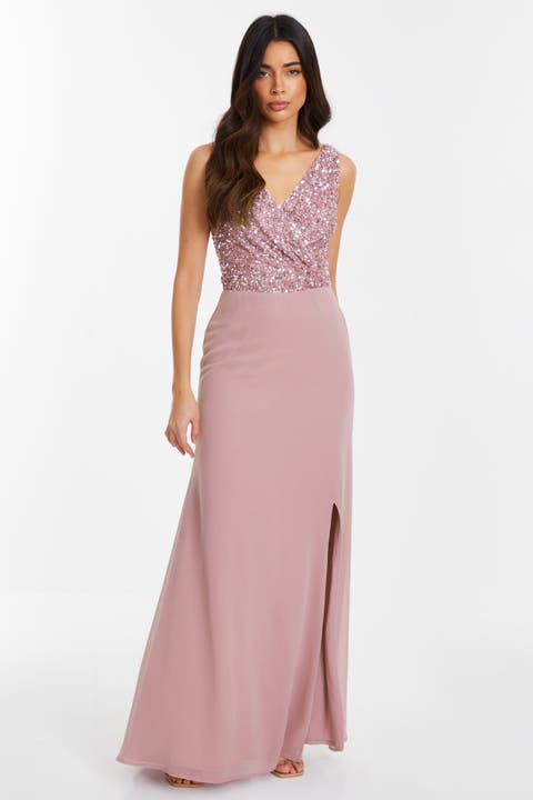 Chiffon Embellished Wrap maxi Dress