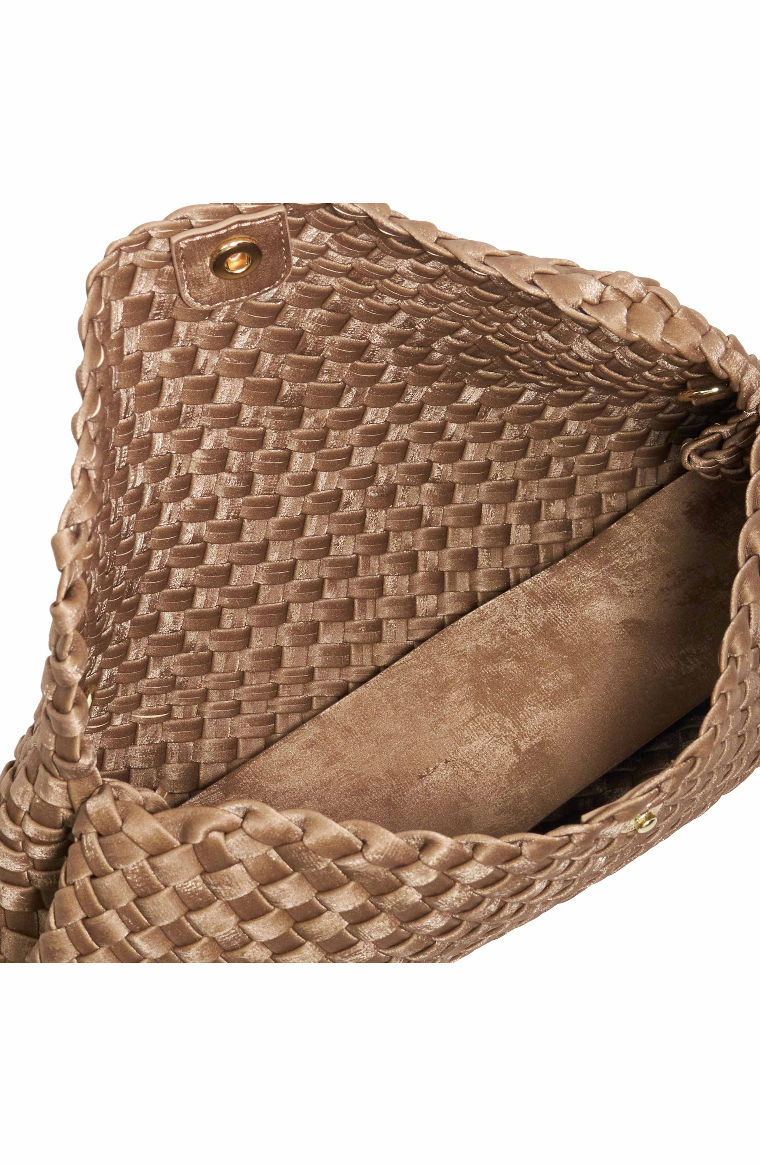 Encourage Us Woven Faux Leather Clutch, Alternate, color, BRONZE
