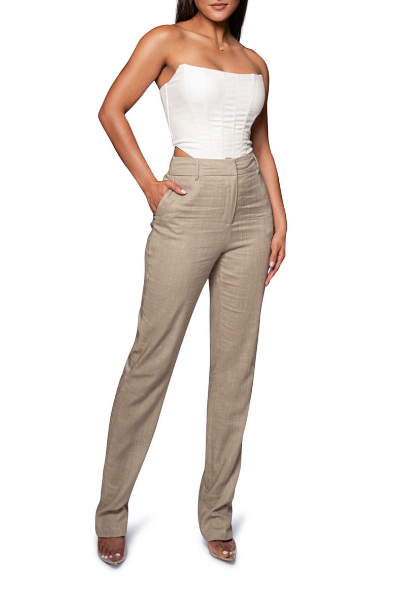 Fenix Strapless Cotton & Linen Corset Top, Alternate, color, WHITE