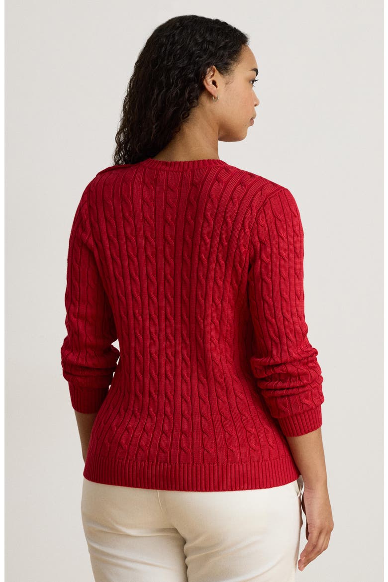 Button Trim Cable Knit Sweater, Alternate, color, RALPH RED