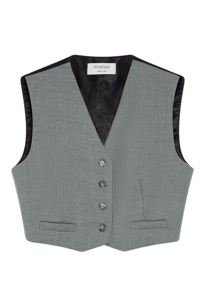 Crop Mixed Media Waistcoat, Alternate, color, LIGHT GREY