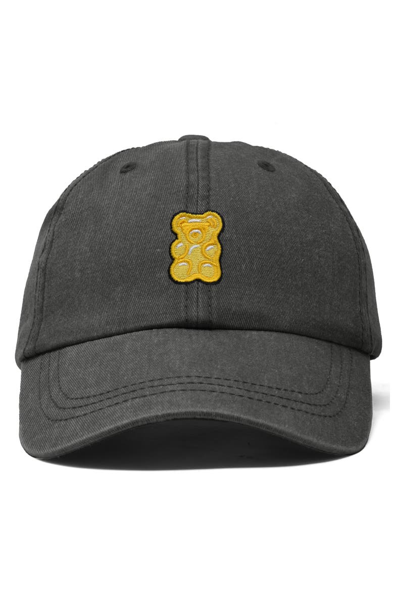 Yellow Gummy Embroidered Dad Cap, Main, color, Washed Gray