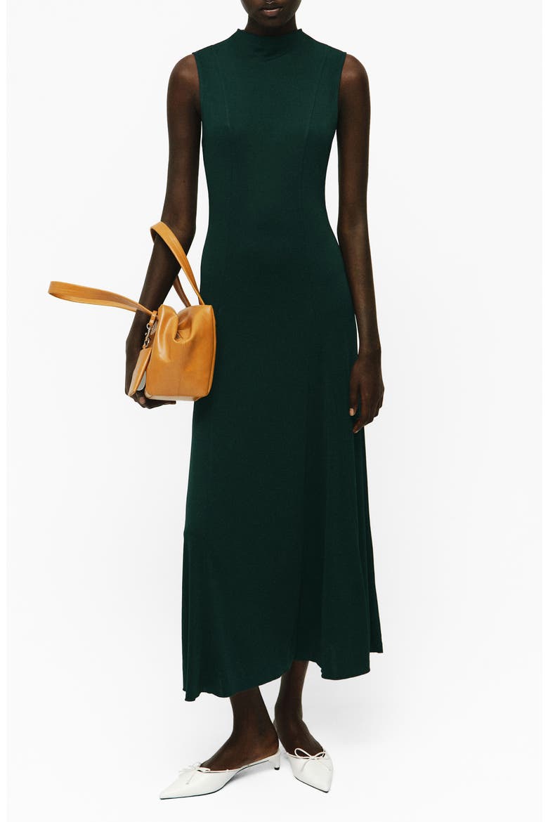 Godet Sleeveless Midi Dress, Main, color, DARK GREEN