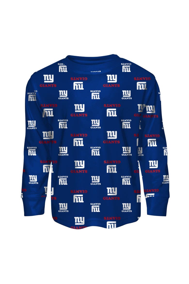Youth Outerstuff Blue New York Giants All-Over-Print Long Sleeve T-Shirt and Pants Sleep Set, Alternate, color, Blue