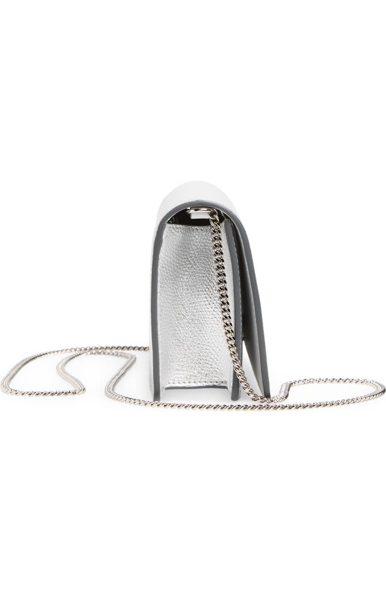 Valentino Garavani Mini VLOGO Metallic Leather Shoulder Bag, Alternate, color, Silver