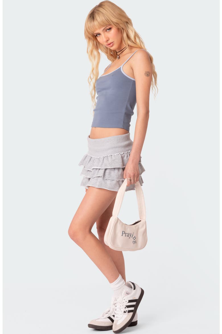 Martina Ruffle French Terry Miniskirt, Alternate, color, GRAY-MELANGE