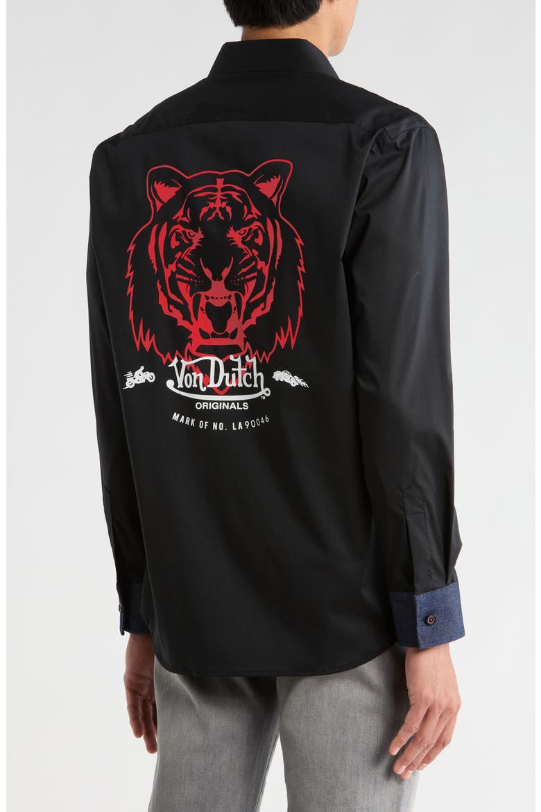Lion Logo Graphic Long Sleeve Shirt, Alternate, color, BLACK