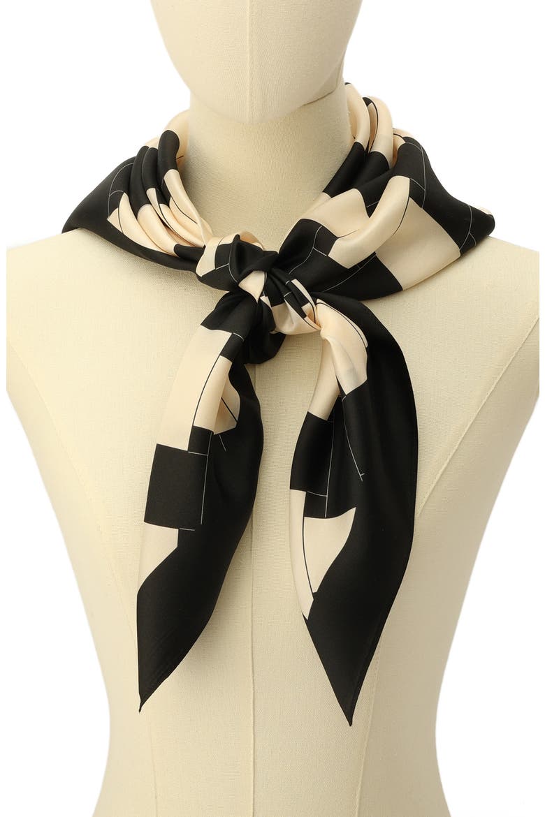 Basket Weave Large Silk Scarf, Alternate, color, BLACK