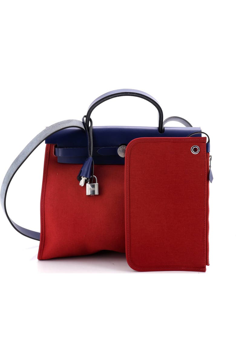 Pre-Owned Hermes Herbag Zip Leather and Toile 31, Alternate, color, Rouge Grenat