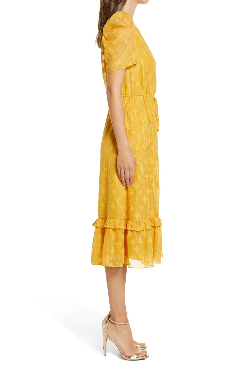 Metallic Stripe Jacquard A-Line Dress, Alternate, color, YELLOW