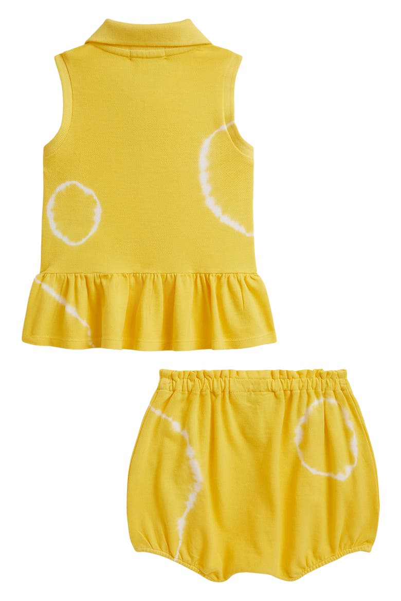 Stretch Mesh Polo Dress & Bloomers Set, Alternate, color, SIGNAL YELLOW TIE DYE
