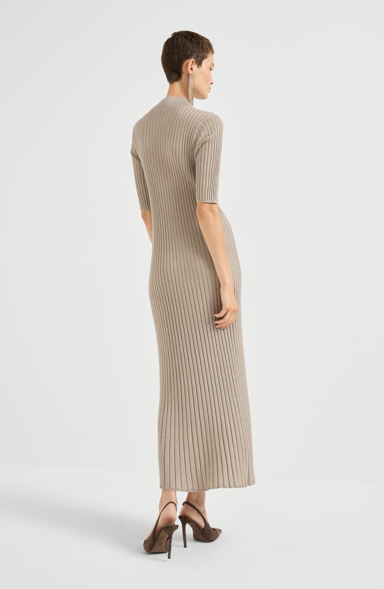 Brunello Cucinelli Cashmere and silk knit dress, Alternate, color, Taupe Smoke
