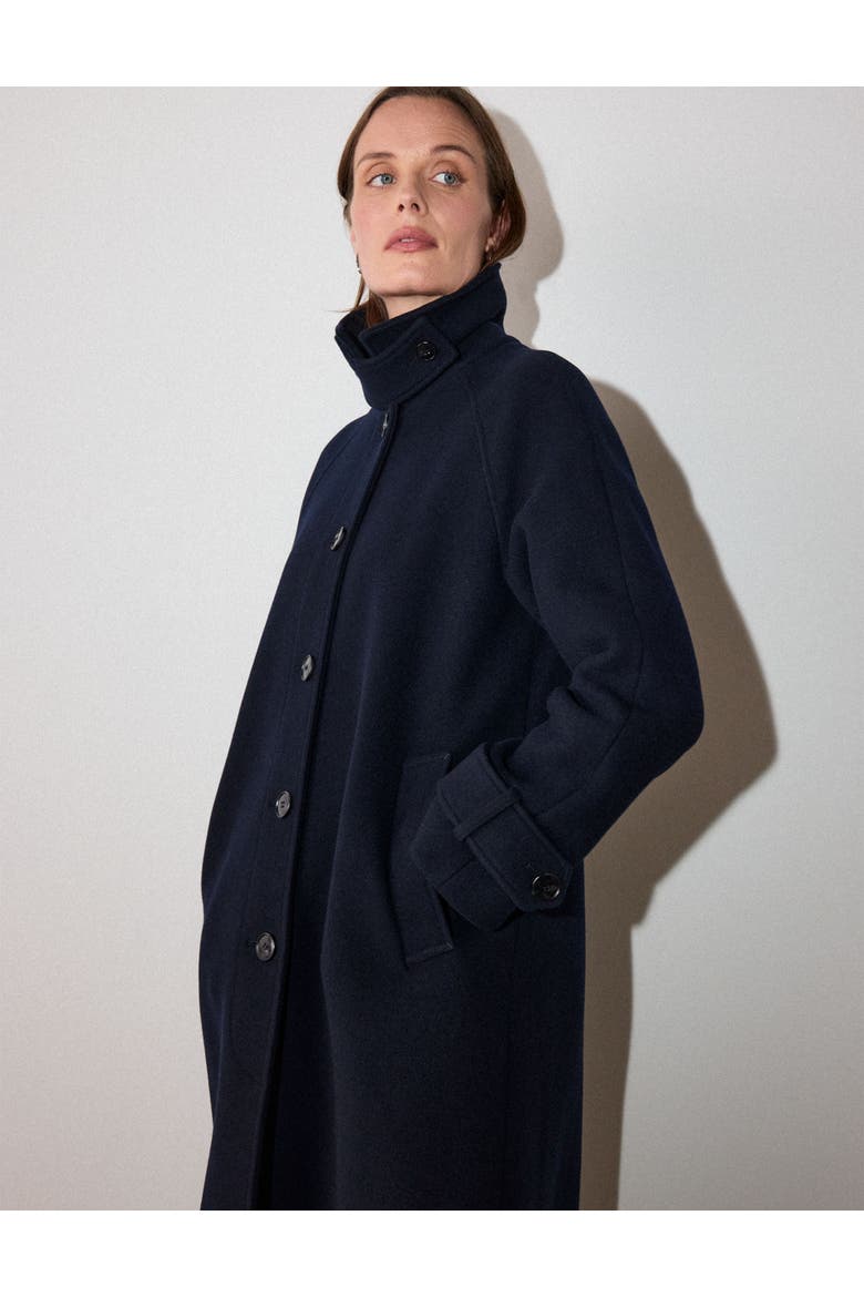 Funnel Neck Longline Coat, Alternate, color, Navy