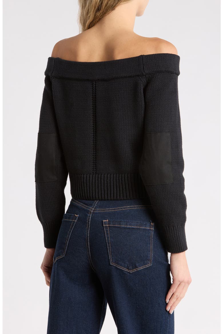 Teri Off the Shoulder Cargo Sweater, Alternate, color, BLACK/ GOLD