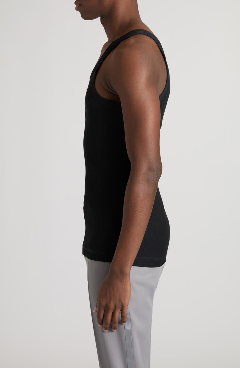 Dolce&Gabbana Logo Cotton Rib Tank Top, Alternate, color, N0000 Nero