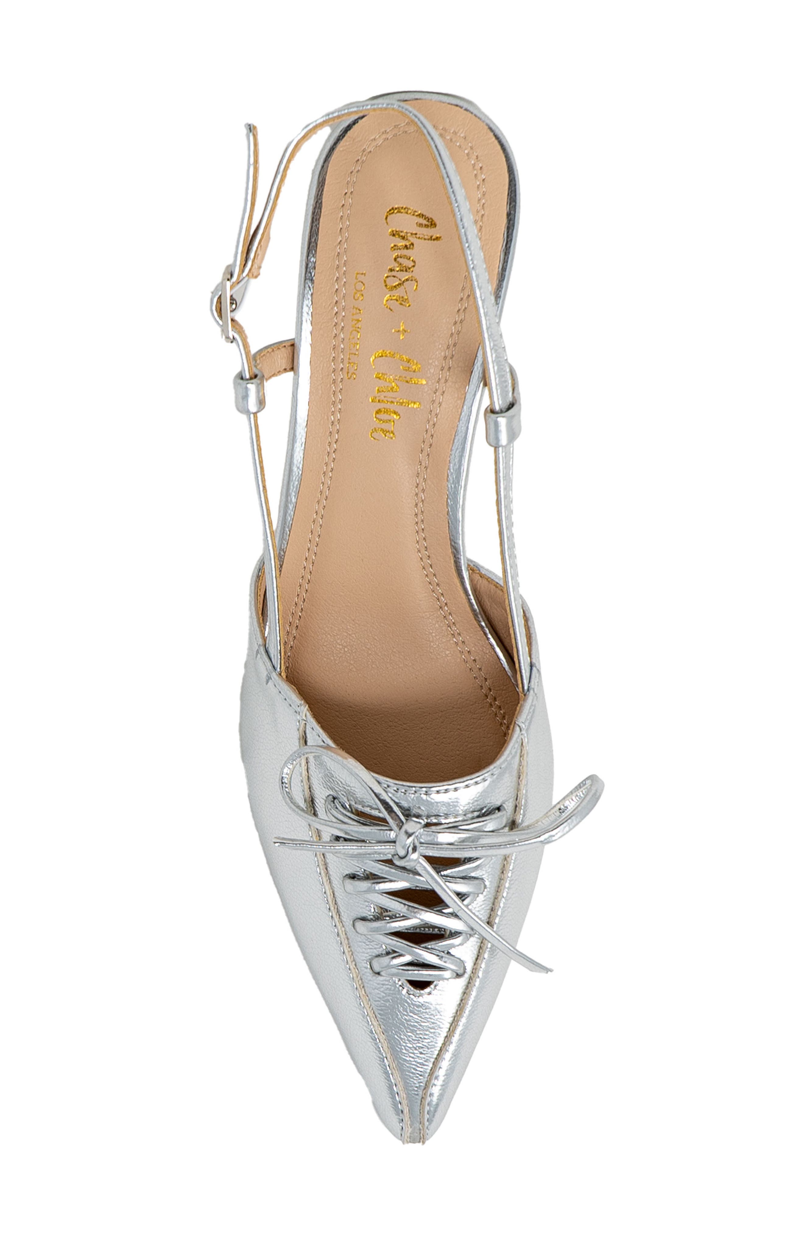 Corset Pointed Toe Kitten Heel Pump, Alternate, color, SILVER METALLIC