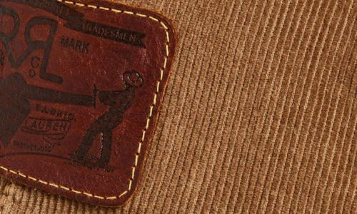 Double Rl Logo Patch Cotton Corduroy Baseball Cap In Tan