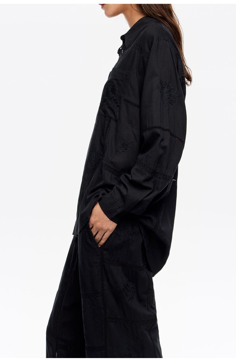 Bimba y Lola Tonal Embroidery Shirt, Alternate, color, Black