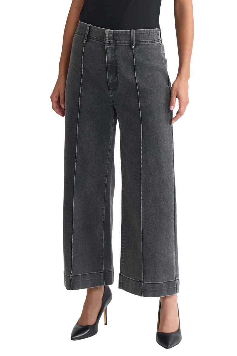 Pintuck Crop Jeans, Main, color, CHARCOAL WASH
