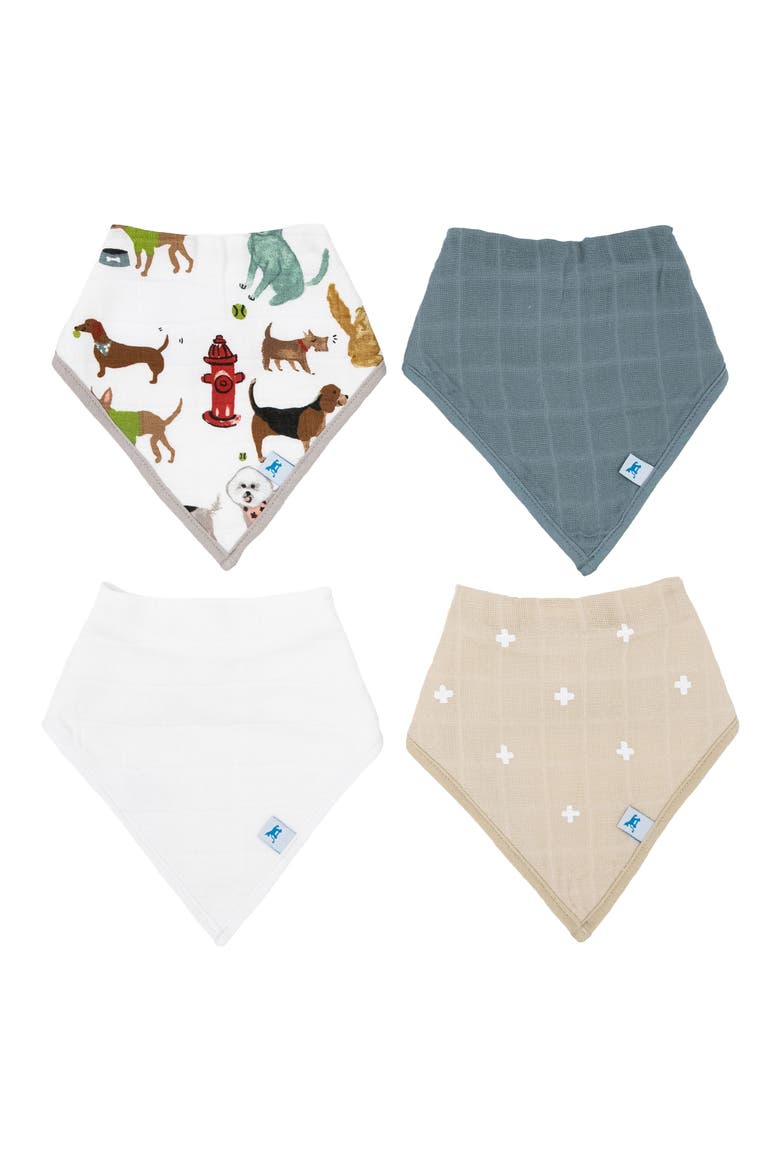 4-Pack Fleece & Cotton Muslin Bandana Bib, Main, color, WOOF