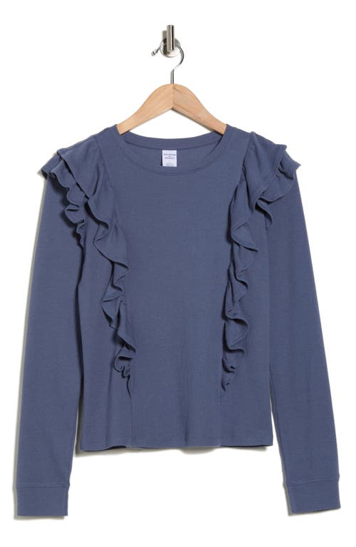 Melrose And Market Ruffle Shoulder Knit Top In Blue