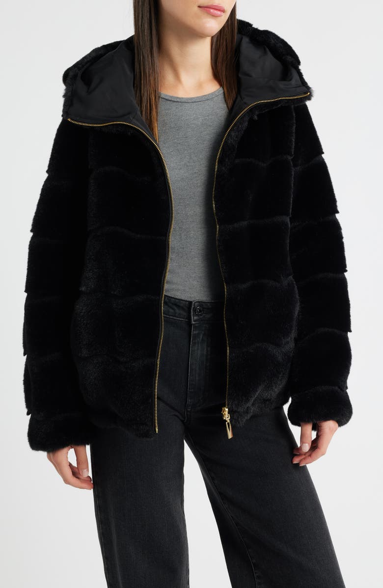 Via Spiga Faux Fur Jacket, Main, color, Black