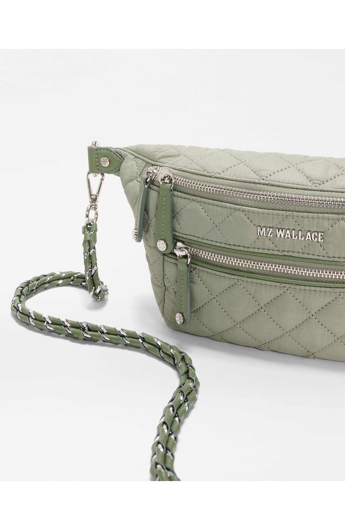 MZ Wallace Small Crosby Quilted Nylon Convertible Sling Bag, Alternate, color, Agave Green