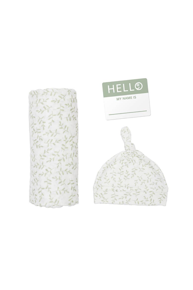 Hello World Hat & Swaddle Set, Main, color, Greenery