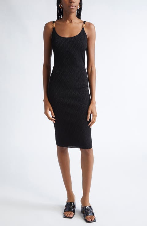 V Jacquard Knit Body-Con Dress