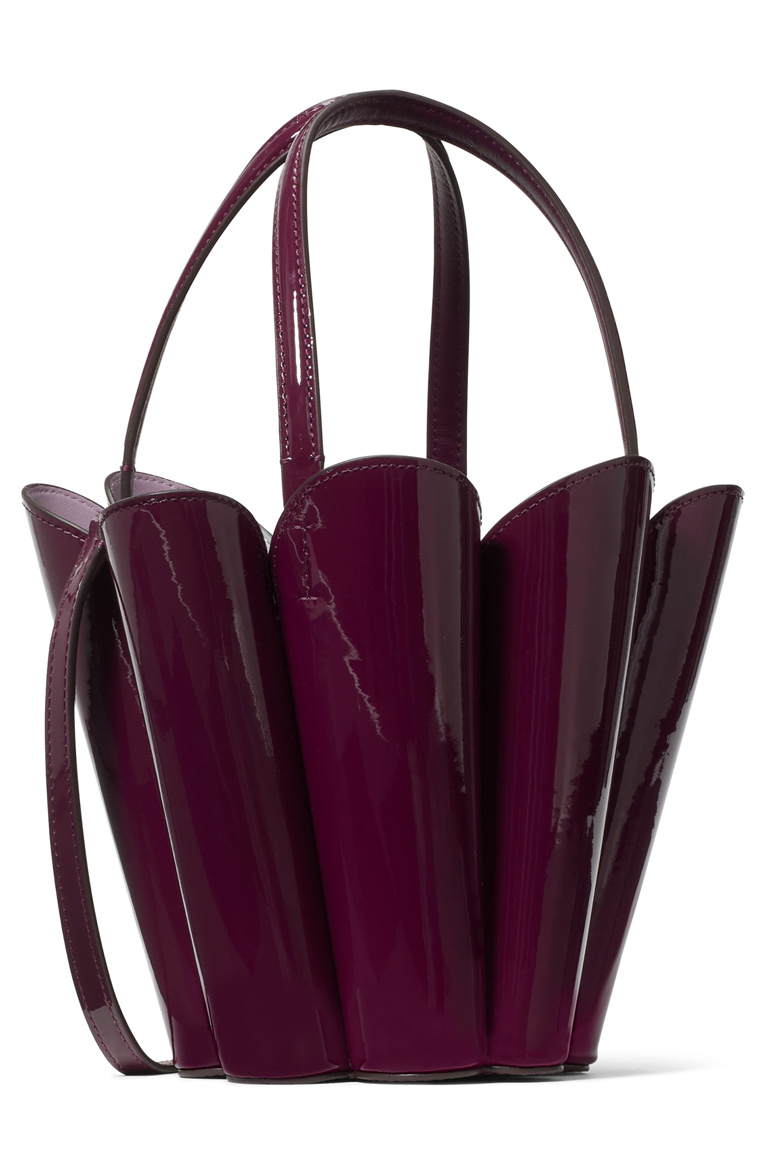 Kate Spade New York the spade patent leather bucket bag, Alternate, color, Purple Agate