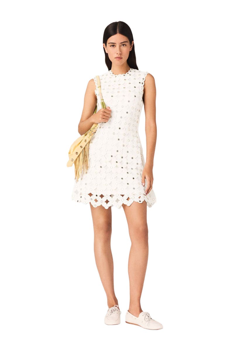 maje Mirrored crochet dress, Main, color, White