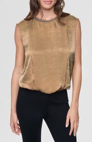 DKNY Chain Sleeveless Crinkle Satin Top