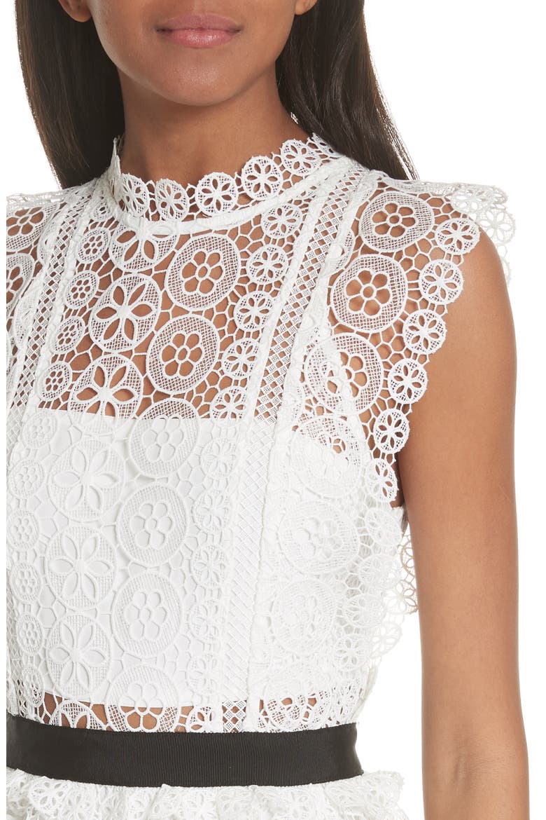 Floral Lace Tiered Dress, Alternate, color, WHITE
