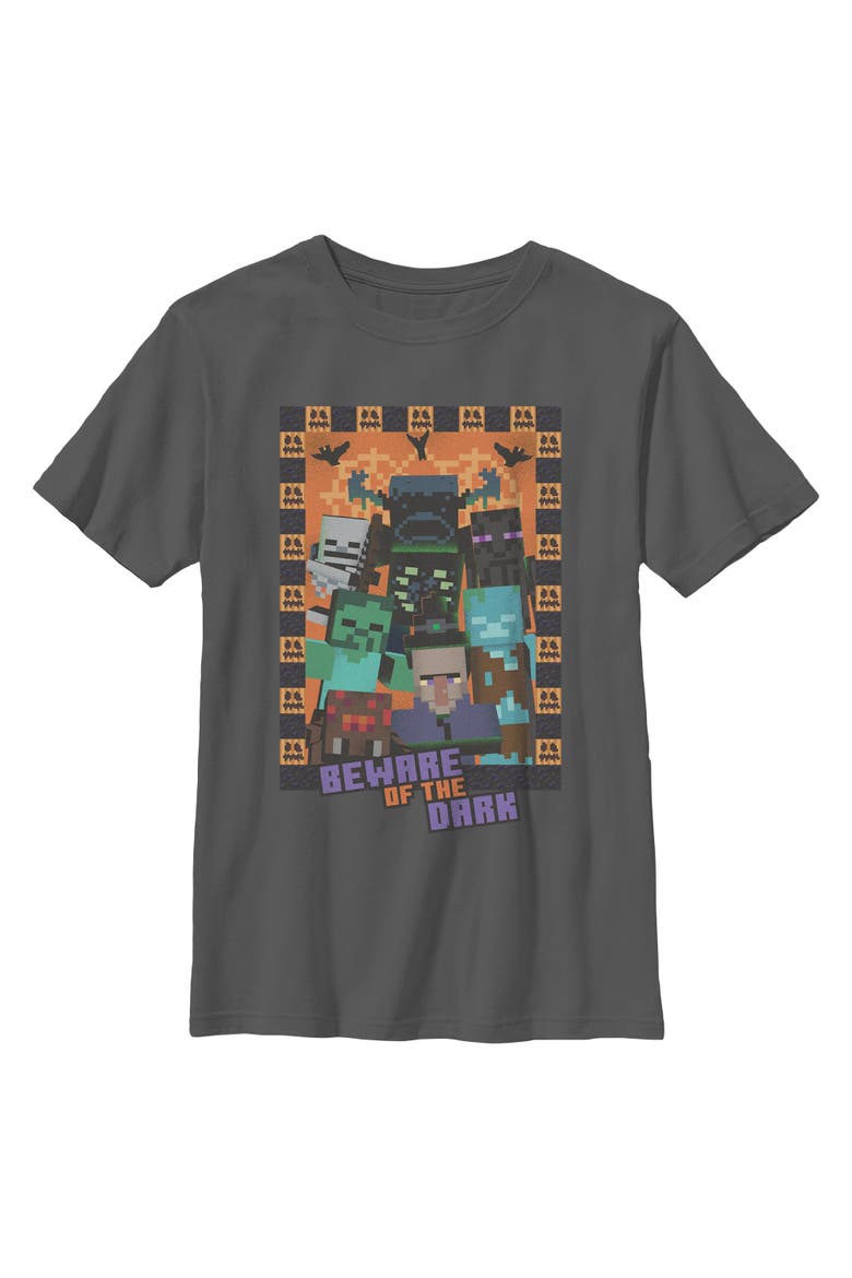 Boys Minecraft Halloween Beware Of The Dark T Shirt, Main, color, Charcoal